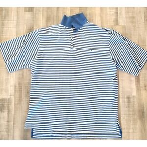 Polo Golf Ralph Lauren Men's Large Golf 100% Cotton Striped Blue Polo